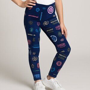 Justice Sport Graphic Leggings Black and Pink Medium 10